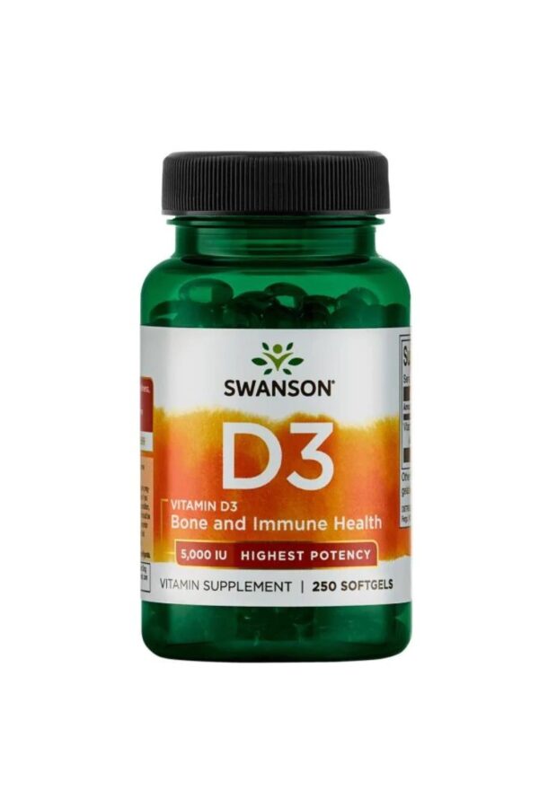SWANSON VITAMIN D-3 5000IU HIGHEST POTENCY 250 kaps.