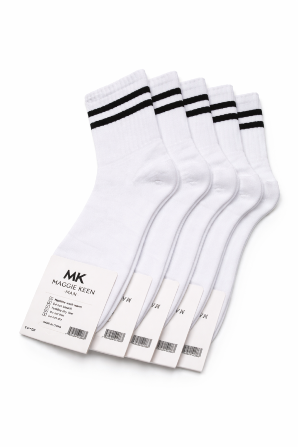 Skarpety męskie sportowe Classic Stripes – białe 5-par